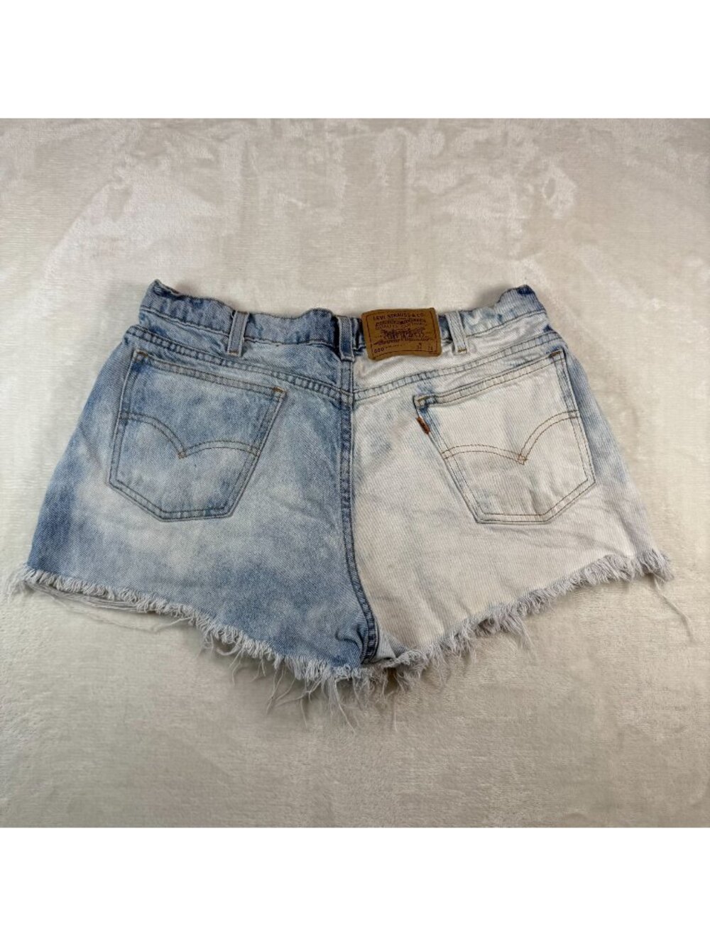 Vintage Orange Tab Levi 550 Cutoff Shorts Colorblock Two Toned Size 34 Frayed He